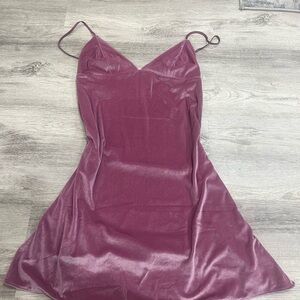 Hot pink velvet dress